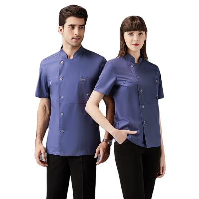 China Kitchen Cooking Chef Uniform Best Selling Male Shortsleeve Chef Overalls Summer Hotel Western Restaurant Scullery Senior Chef Suit for sale