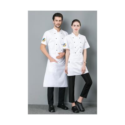 China Thick Popular Accept Customized Logo Fish Sleeve Short Sleeve Chef Coat Chef Uniform Wear-Resistant Delicious for sale