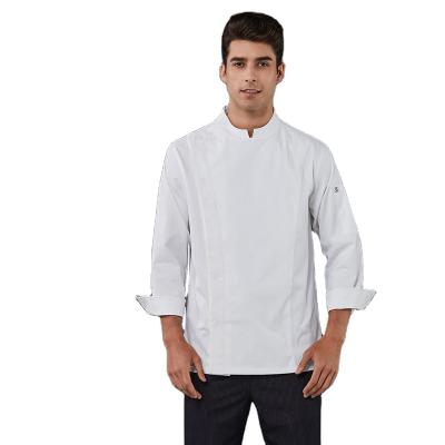 China Kitchen Cooking Chef Uniform Direct Selling Custom V-Neck Stretch Fabrics Chef Coveralls Long Sleeve Hotel Canteen Clothing for sale