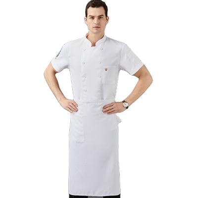 China Kitchen Cooking Chef Uniform Classic Design Chef Uniform Short Sleeve Pocket Embroidered Crown Hotel Restaurant Chef Workwear for sale