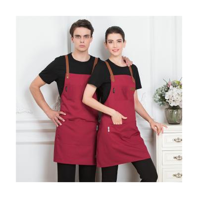 China Factory Direct Cleaning Sales Accept Customized Yellow Logo Canvas Belt Antifouling Chef Apron Kitchen Cooking Aprons for sale