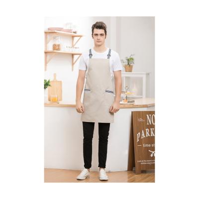 China Hot Selling Cleaning Accept Logo 35% Cotton 65% Polyester Anti-fouling Chef Apron Black And White Webbing Kitchen Aprons Customized For Men for sale