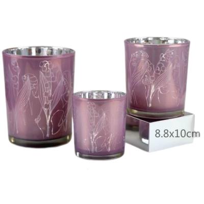 China Wholesale Home Decoration Carved Embossed Glass Holder Color Thickened Aromatherapy Jar Aromatherapy Candle Cup for sale