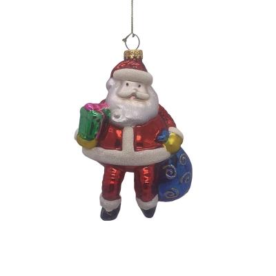 China Christmas Glass Santa 2022 Decoration Personalized Funny Christmas Glass Ornaments for sale