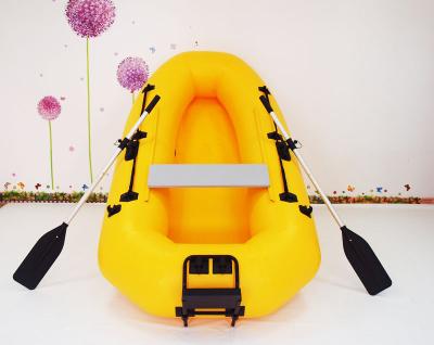 China Yellow PVC Inflatable Fishing Boats with paddles , fishing holder motor and seatting board for sale