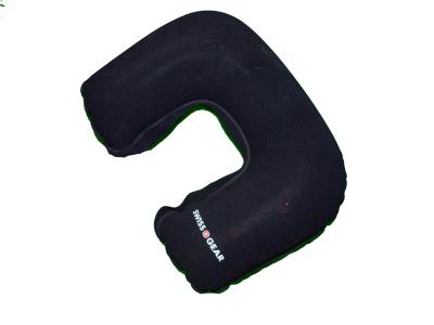 China Black Inflatable travel neck pillow , flocking inflatable neck support for sale