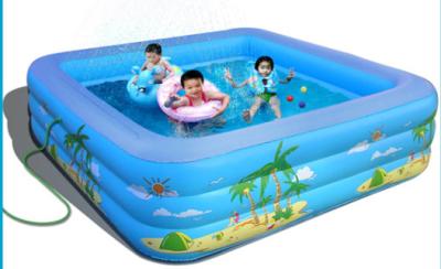 China Three tubs full color pringting big inflatable pools for family , kids for sale