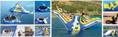 China 4 * 4M 0.75mm PVC inflatable jump houses for water / Floating Aqua park for sale