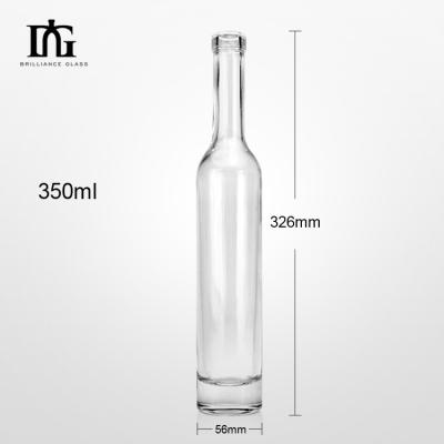 China Engraving Surface Handling 350ml Clear Round Thick Bottom Olive Oil Wine Glass Bottle for sale