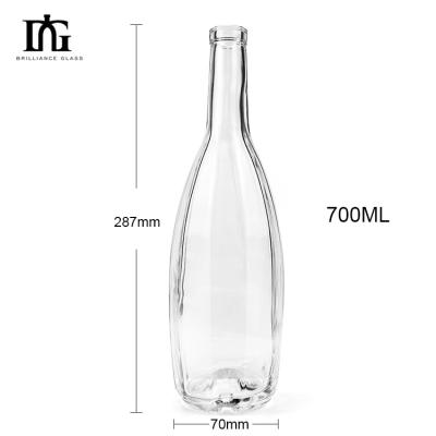 China Glass Collar 375ml 500ml 700ml 750ml Super Flint Whisky and Vodka Spirit Gin Glass Bottle Cork Top for sale