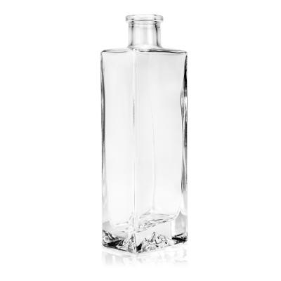 China Glass Collar Custom Engraved Clear Liquor Wine Bottle 500ml 700ml Gold Cork Juice for sale