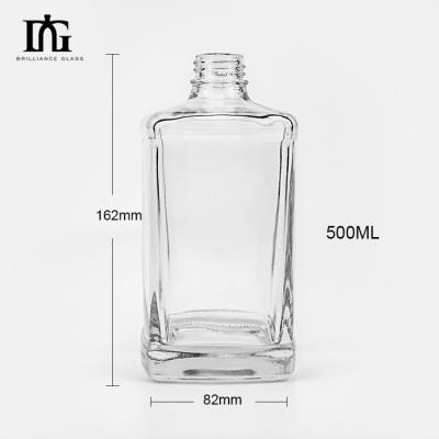 China 700ml 500ml Square Glass Bottle for Whiskey Vodka Liquor Acceptable Customer's Logo for sale