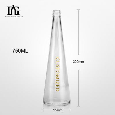 China Customized Luxury Unique Vase Shape Glass Bottle 700ml 750ml with Cork Screw Cap for sale