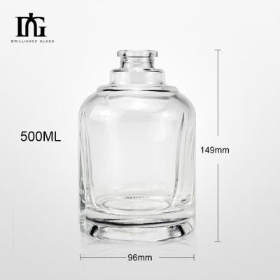 China 500ml 750ml VODKA Empty Round Bottle Frosted Clear Glass Wine Liquor Bottles With Cork for sale