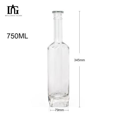 China Glass Collar Juice Beverage Bottles for 750ml 500ml Vodka Gin Spirit Liquor Sales for sale