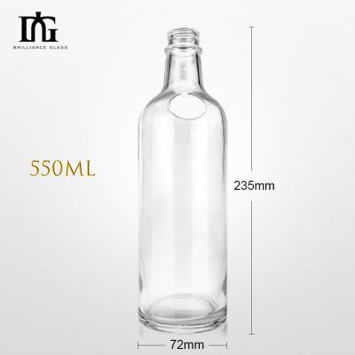 China Engraving Clear Glass Round Bottle for Whiskey Gin Vodka Liquor Spirits Ice Wine 750ml for sale