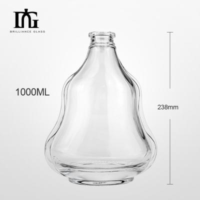 China 1000 ml individuell angefertigte klare Glasflasche Whisky Glasflasche mit Korken und Schraubkappe zu verkaufen