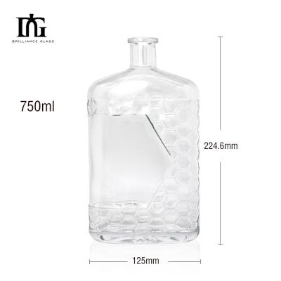 China Glass Bottles for Vodka Whisky Rum Gin Liquor Low MOQ Customized 700ml 750ml Round Shape for sale