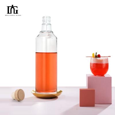 China Engraving Surface Handling Glass Liquor Bottle 750ml 500ml for Whiskey Gin Vodka for sale