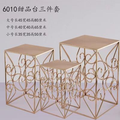 China Hot Selling Rose Gold Gorgeous Special Wedding Cake Stand Set Wedding Decoration Style Cake Display Stand For Dessert Table for sale