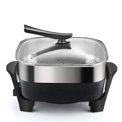 China Hotel Hot Selling 5L Multifunctional Aluminum Electric Hot Pot With Food Non-stick Coating Steamer for sale