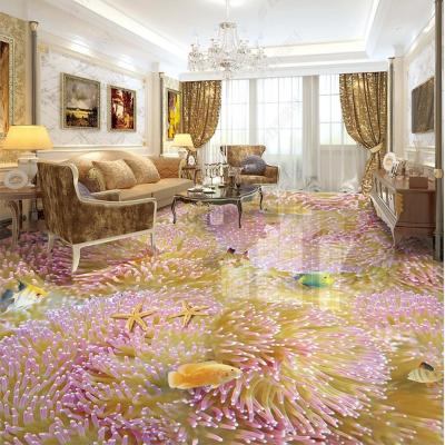 China Custom Removable 3d Floor Stickers Floor Sticker Multicolor Coral Scenery Wall Painting Removable Undersea Non-Slip for sale