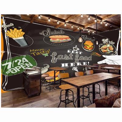 China Modern European style pizza dessert shop wallpaper Dinding 3d blackboard color graffiti wallpapers / wall covering for sale