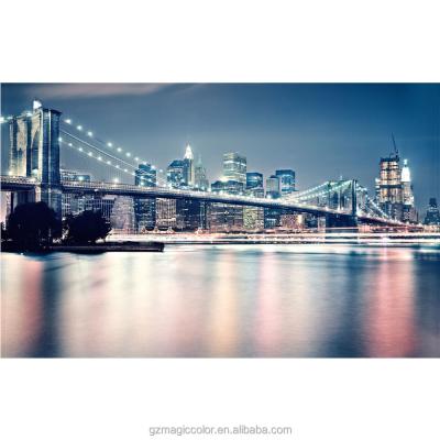 China New York Brooklyn Night View Non-toxic Living Room 3D Wallpaper Self-adhesive Wallpaper Porcelain for sale