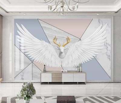 China Modern colorful wings feather skin and stick wallpaper 3d cool geometric marble wallpaper small for sale