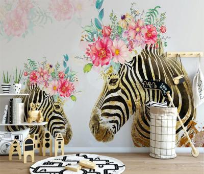 China Modern wallpaper 3d wallpaper zebra wallpaper Nordic floral wallpaper mural gold wall painting sticker for sale