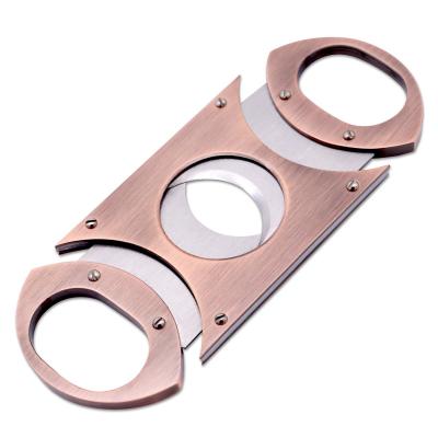 China Modern Rose Gold Stainless Steel Cigar Scissors Cigar Cutter for sale