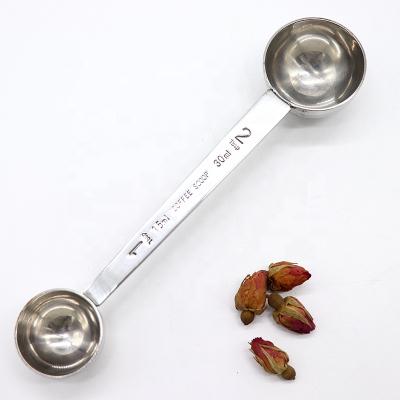 China Sustainable Premium Quality Stainless Steel Double Sided Coffee Bean Tea Scoop Spoon for sale