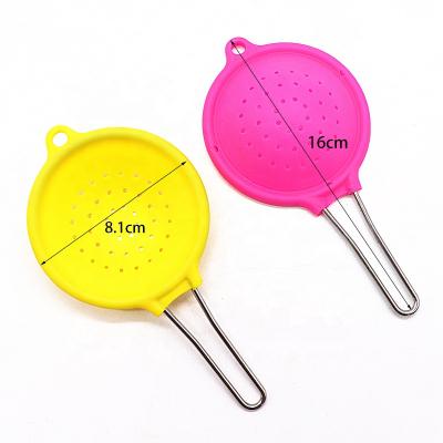 China Viable Mini Silicone Cloander Strainer With Steel Wire Handle for sale