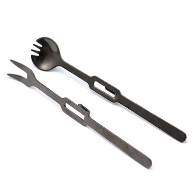 China Viable Gun Black Plating Stainless Steel Crab Lobster Fork And Spoon Set Shellfish Seafood Tools for sale