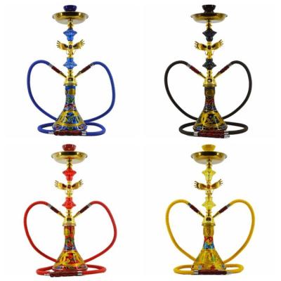 China Newest Selling Customizable Logo Various Styles Shisha Smoking Hookah Glass Metal Two Shisha Pipes Smoking Tool for sale