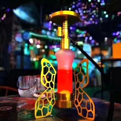 China Smooking Shisha New OEM Gold Custom Modern Luxury Butterfly Led Hookah Set With Led Light for sale