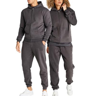 China Custom Logo High Quality Plain Tracksuit Thermal Women and Men Jogging Sweat Suits 2 Piece Hoodie Sets Zipper Men Tracksuit for sale