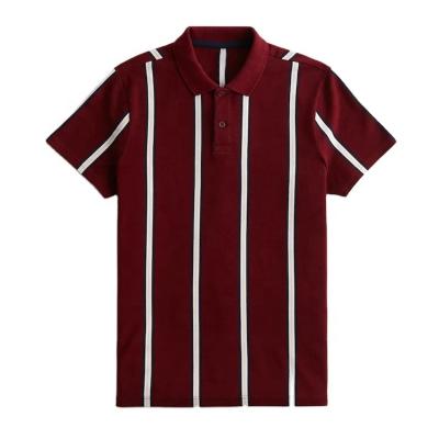 China Classic QUICK DRY Cotton Elastane Burgundy Cotton Sports Sleeve Logo Printing Striped Design Custom Golf Shorts Knitted Polo Shirts Mens for sale