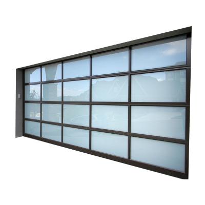 China Supplier Manufacturer High Quality Automatic Frosted Glass Modern OEM Gold Clear or 16x7 Garage Door Price for sale