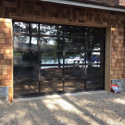 China Modern Gray Type Residential Overhead Sectional Garage Frosted Mirrored Glass Door for sale