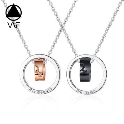 China VAF Non-fading Beauty And Beast Couples Necklace Stainless Steel Best Friends Friendship Best Friends Couples Necklace For 2 for sale