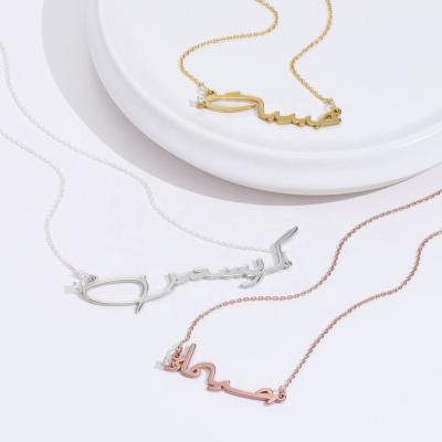 China VAF Diamond Gold Calligraphy Letter Arabic Necklace Kids Name Jewelry Non-fading Non-fading Necklace Diamond Gold Personalized Arabic Necklace Buchstabe for sale