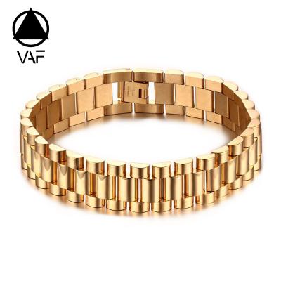 China Vintage VAF 18K 14K Quick Release Watch Band Gold Plating Stainless Steel Watch Strap Bracelet For Men for sale