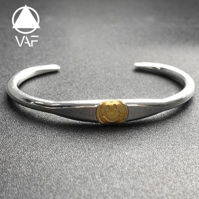 China Vintage VAF Smiley Face Cuff Bangle Bracelet 925 Sterling Silver Stainless Steel Bracelet For Men Women for sale