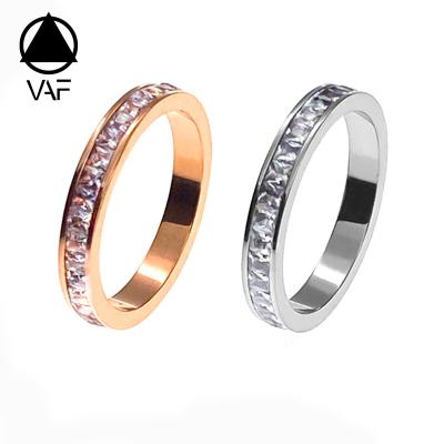 China Stainless Steel Ring For Men Women Iced Out by Anillos de VAF Moissanite Eternity Zirconia Casual/Sporty Ring Diamond Ring Silver Wedding for sale