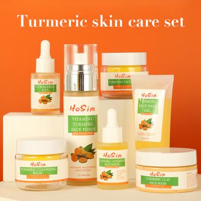 China 7pcs Anti Aging Skin Care Kit Whitening Brightening Natural Organic Face Beauty Turmeric Korean Skin Care Set for sale