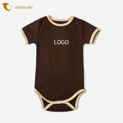 China Cotton 100% 2023 Wholesale Custom Infants Jumpsuit White Rib Comb Cotton Baby Rompers for sale