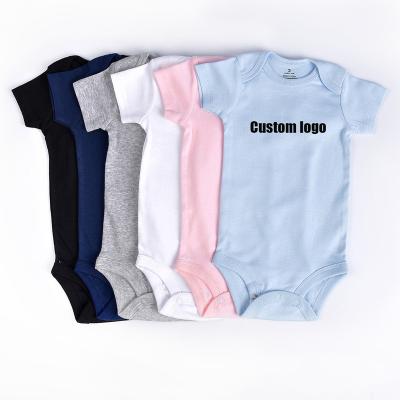 China Custom Newborn Baby Casual Knitted Summer Cotton Solid Colors Soft High Quality Breathable Baby Rompers for sale