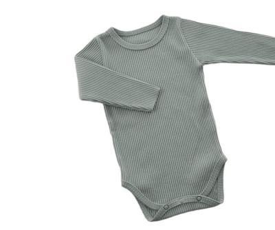 China Custom Baby Loungewear Rompers Best Quality Cotton Spandex Loungewear Rib Long Sleeve Organic Spring Infant Clothing for sale