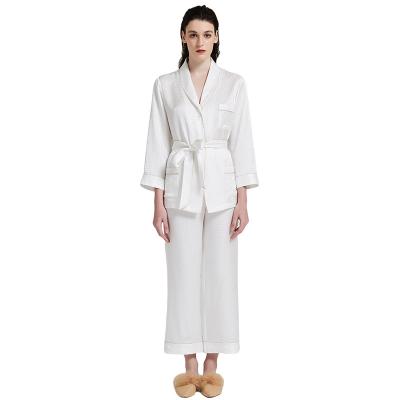 China Wholesale Luxury Quality 100% Silk Amazing QUICK DRY Long Sleeve Pajamas Set Of 2 Piece Set Turn-down Collar Women Pajamas for sale